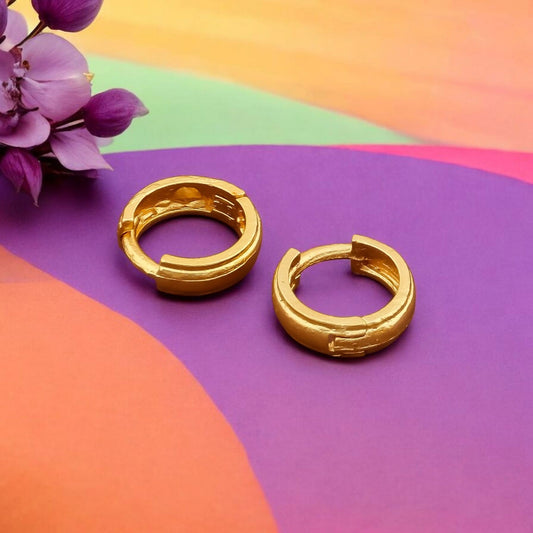 Gold-Plated Leaf Design Hoop Earrings for Women – Stylish Daily Wear Jewelry