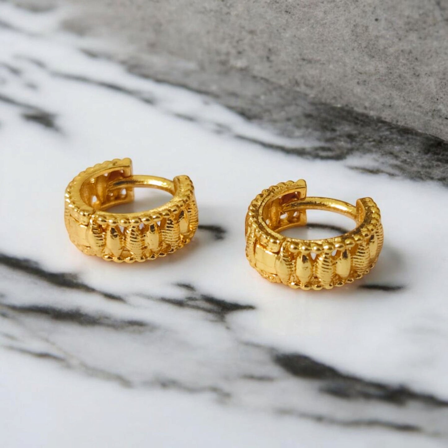 Gold-Plated Leaf Design Hoop Earrings for Women – Stylish Daily Wear Jewelry