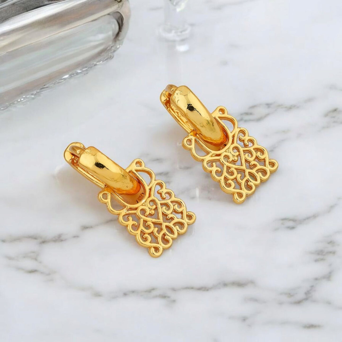Gold-Plated Leaf Design Hoop Earrings for Women – Stylish Daily Wear Jewelry