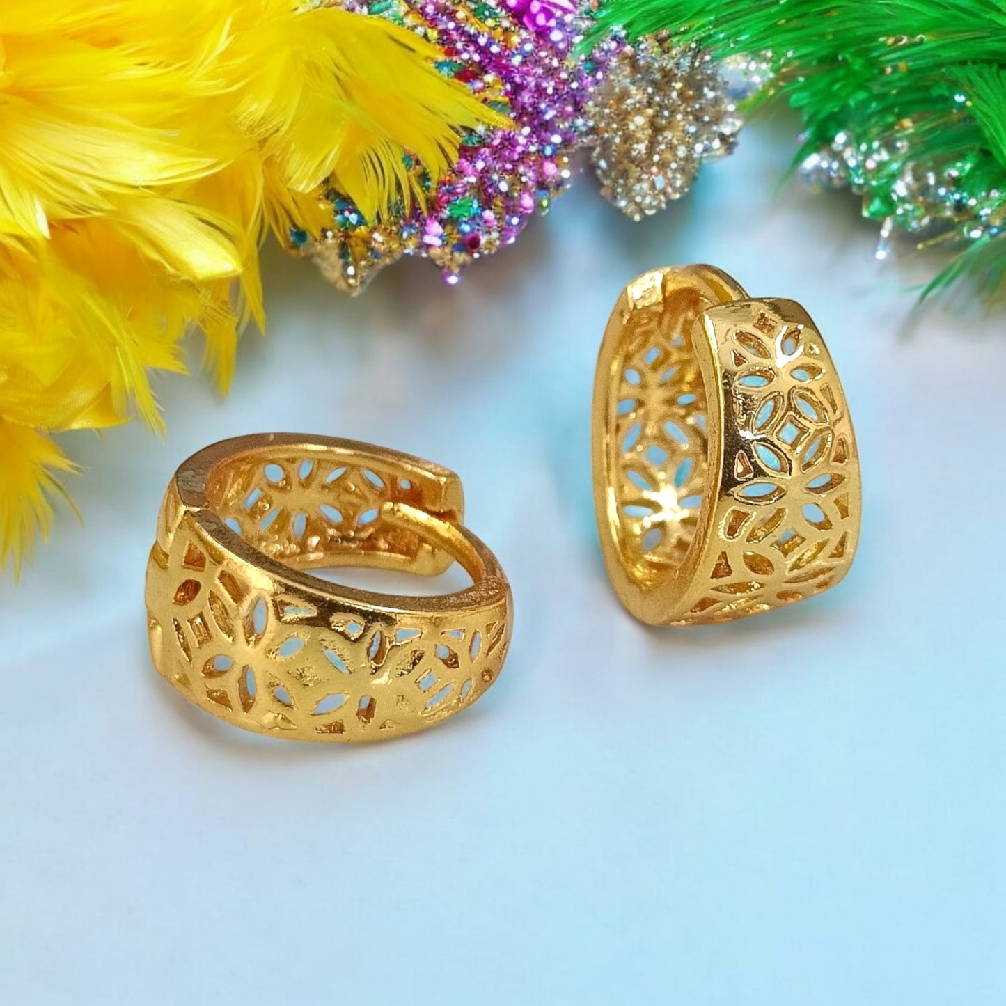 Gold-Plated Leaf Design Hoop Earrings for Women – Stylish Daily Wear Jewelry