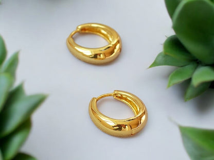 Gold-Plated Leaf Design Hoop Earrings for Women – Stylish Daily Wear Jewelry