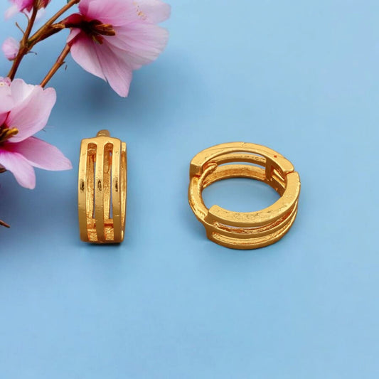 Gold-Plated Leaf Design Hoop Earrings for Women – Stylish Daily Wear Jewelry