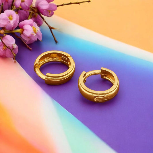 Gold-Plated Leaf Design Hoop Earrings for Women – Stylish Daily Wear Jewelry