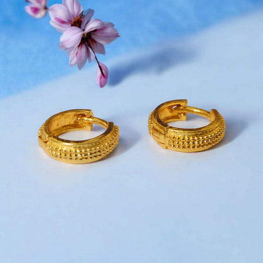 Gold-Plated Leaf Design Hoop Earrings for Women – Stylish Daily Wear Jewelry