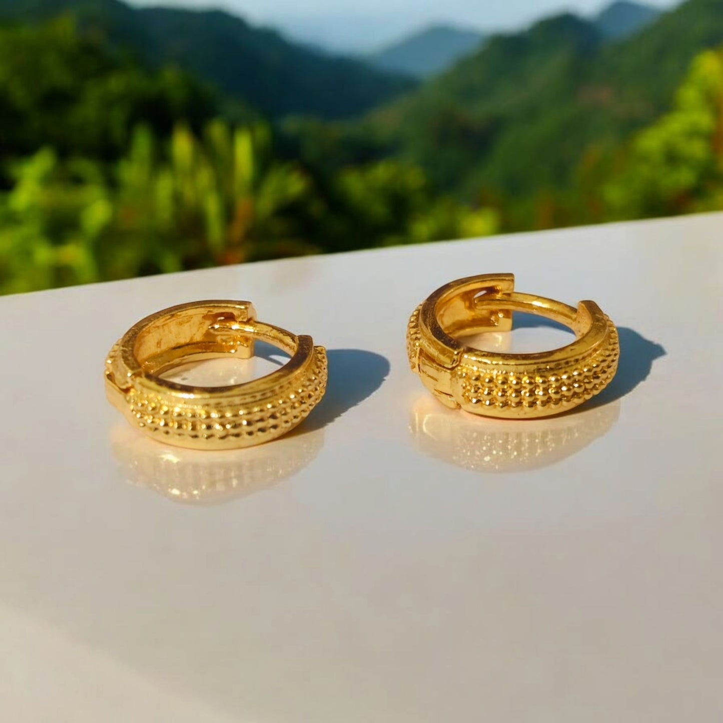Gold-Plated Leaf Design Hoop Earrings for Women – Stylish Daily Wear Jewelry