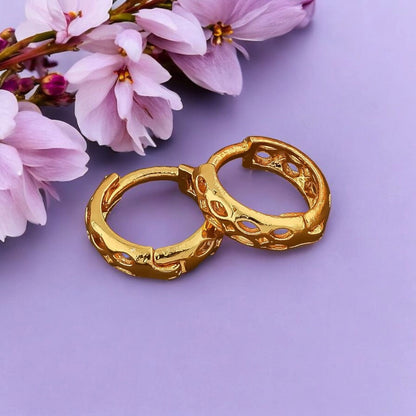 Gold-Plated Leaf Design Hoop Earrings for Women – Stylish Daily Wear Jewelry