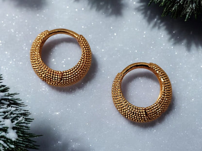 Gold-Plated Leaf Design Hoop Earrings for Women – Stylish Daily Wear Jewelry