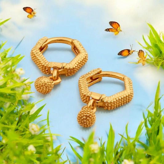 Gold-Plated Leaf Design Hoop Earrings for Women – Stylish Daily Wear Jewelry