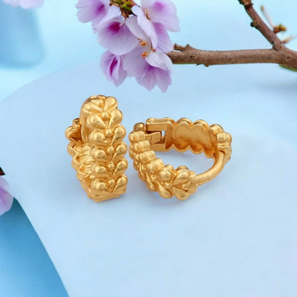 Gold-Plated Leaf Design Hoop Earrings for Women – Stylish Daily Wear Jewelry