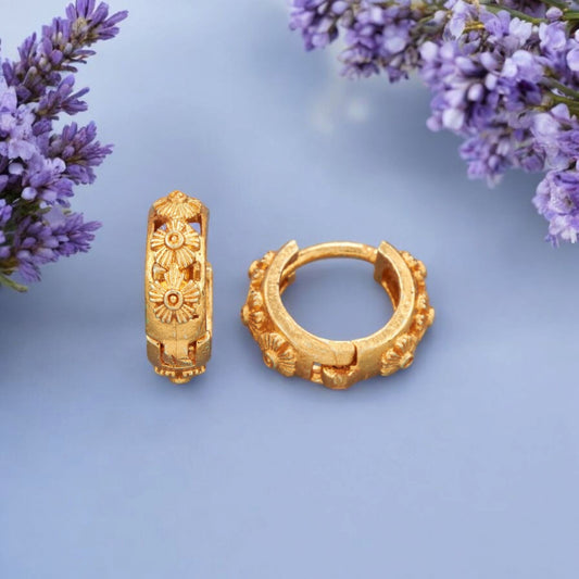 Gold-Plated Leaf Design Hoop Earrings for Women – Stylish Daily Wear Jewelry