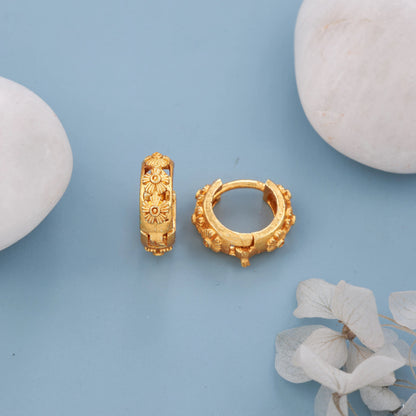 Gold-Plated Leaf Design Hoop Earrings for Women – Stylish Daily Wear Jewelry