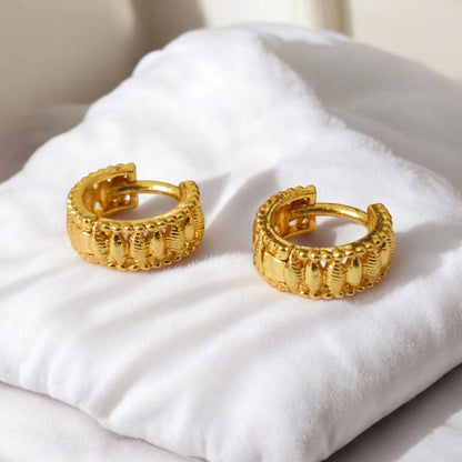 Gold-Plated Leaf Design Hoop Earrings for Women – Stylish Daily Wear Jewelry