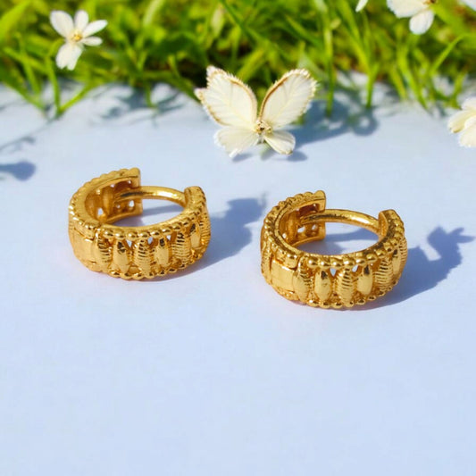 Gold-Plated Leaf Design Hoop Earrings for Women – Stylish Daily Wear Jewelry