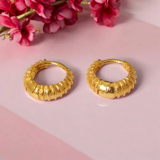 Gold-Plated Leaf Design Hoop Earrings for Women – Stylish Daily Wear Jewelry