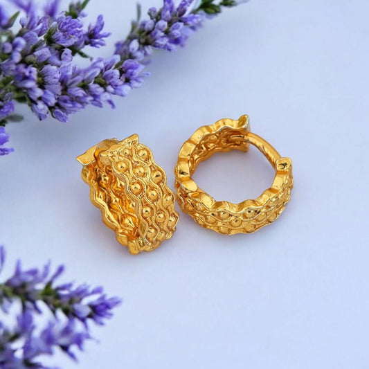Gold-Plated Leaf Design Hoop Earrings for Women – Stylish Daily Wear Jewelry