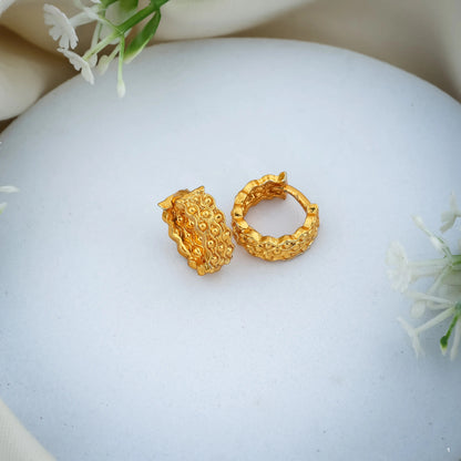 Gold-Plated Leaf Design Hoop Earrings for Women – Stylish Daily Wear Jewelry
