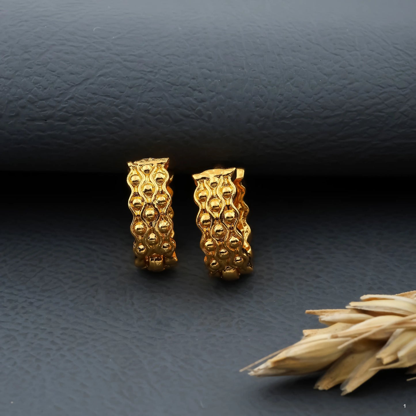 Gold-Plated Leaf Design Hoop Earrings for Women – Stylish Daily Wear Jewelry
