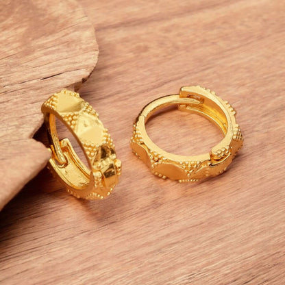 Gold-Plated Leaf Design Hoop Earrings for Women – Stylish Daily Wear Jewelry