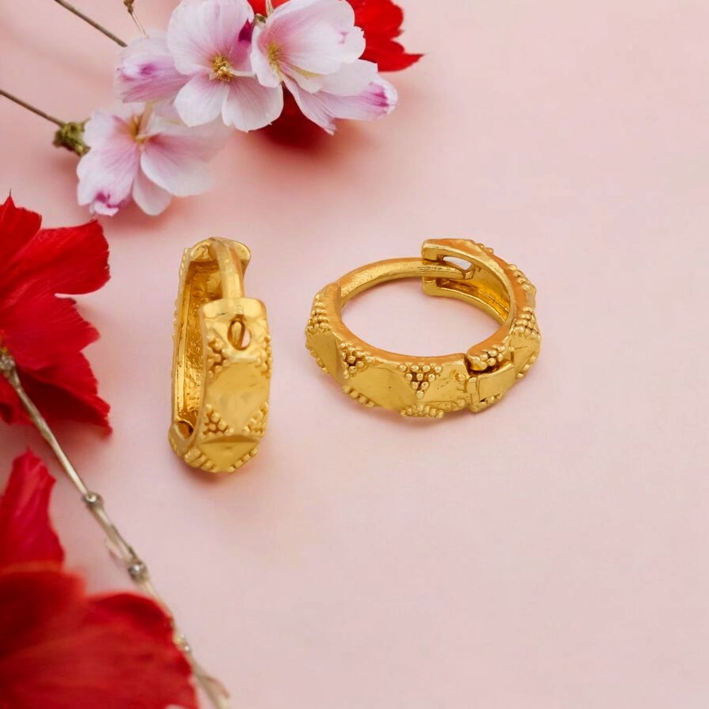 Gold-Plated Leaf Design Hoop Earrings for Women – Stylish Daily Wear Jewelry
