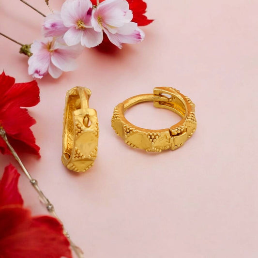 Gold-Plated Leaf Design Hoop Earrings for Women – Stylish Daily Wear Jewelry