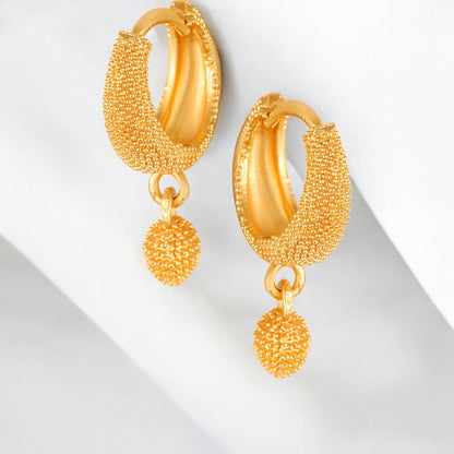Gold-Plated Leaf Design Hoop Earrings for Women – Stylish Daily Wear Jewelry