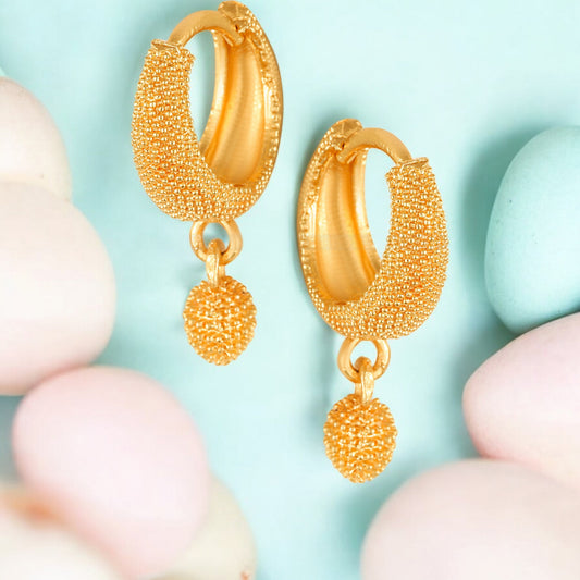 Gold-Plated Leaf Design Hoop Earrings for Women – Stylish Daily Wear Jewelry