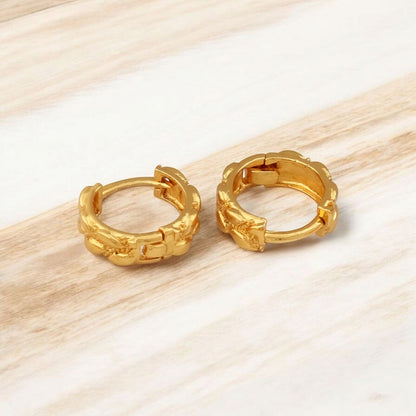 Gold-Plated Leaf Design Hoop Earrings for Women – Stylish Daily Wear Jewelry