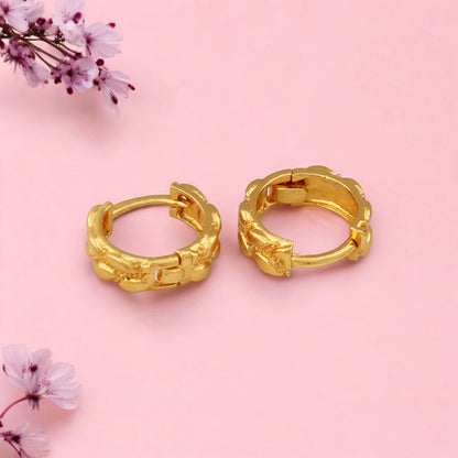 Gold-Plated Leaf Design Hoop Earrings for Women – Stylish Daily Wear Jewelry