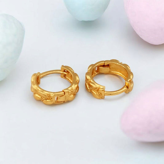 Gold-Plated Leaf Design Hoop Earrings for Women – Stylish Daily Wear Jewelry