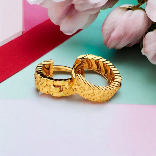Gold-Plated Leaf Design Hoop Earrings for Women – Stylish Daily Wear Jewelry