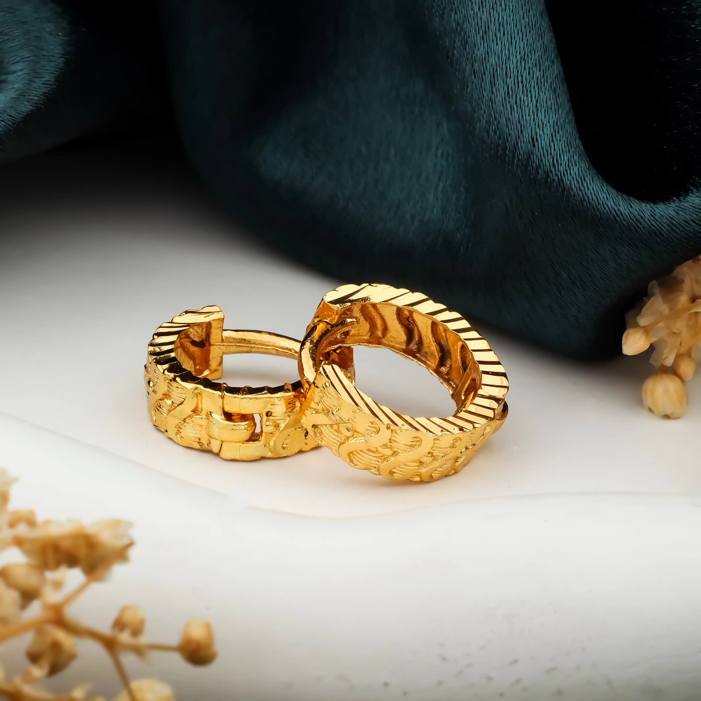 Gold-Plated Leaf Design Hoop Earrings for Women – Stylish Daily Wear Jewelry