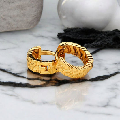 Gold-Plated Leaf Design Hoop Earrings for Women – Stylish Daily Wear Jewelry