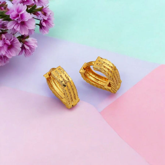 Gold-Plated Leaf Design Hoop Earrings for Women – Stylish Daily Wear Jewelry