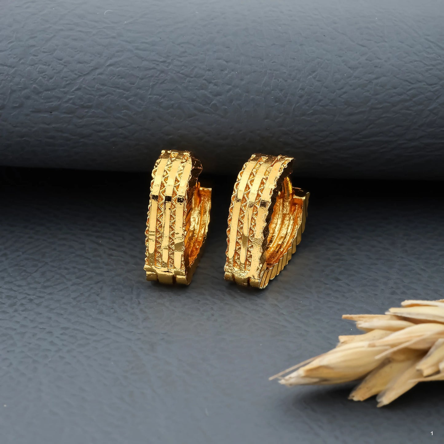 Gold-Plated Leaf Design Hoop Earrings for Women – Stylish Daily Wear Jewelry