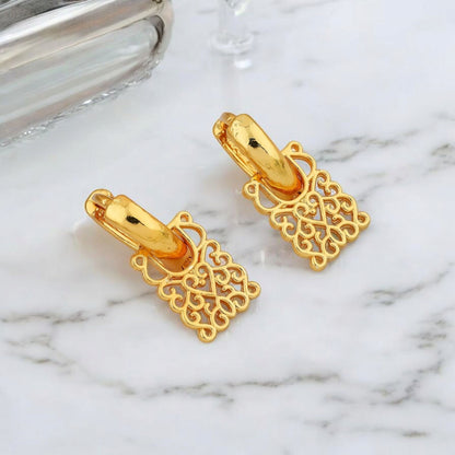 Gold-Plated Leaf Design Hoop Earrings for Women – Stylish Daily Wear Jewelry