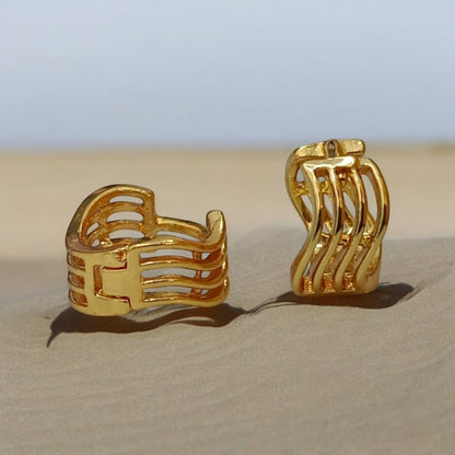Gold-Plated Leaf Design Hoop Earrings for Women – Stylish Daily Wear Jewelry