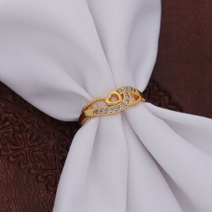 "Gold Plated Adjustable Floral Accent Ring with CZ Stones – Stylish Jewelry for Women"