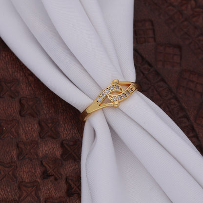 "Gold Plated Adjustable CZ Stone Ring – Elegant Stylish Jewelry for Women"