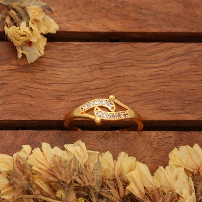 "Gold Plated Adjustable CZ Stone Ring – Elegant Stylish Jewelry for Women"