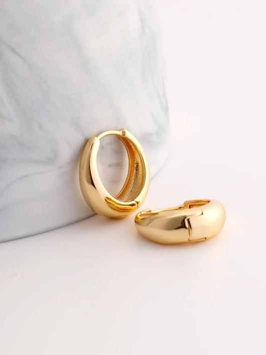 Gold-Plated Leaf Design Hoop Earrings for Women – Stylish Daily Wear Jewelry